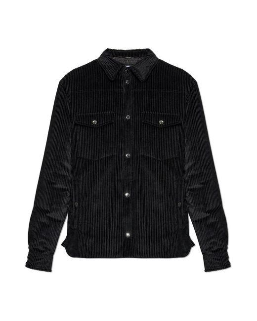 Dolce & Gabbana Jassen ,Zwart ,Leer Geïsoleerde Ribfluwelen Jas in het Black voor heren