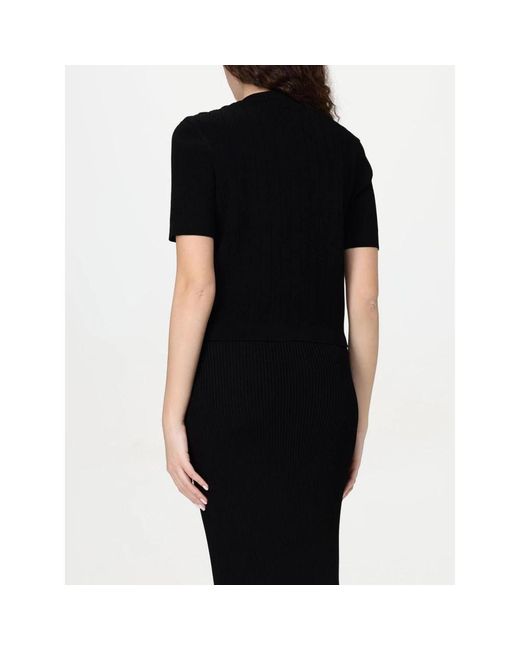 Balmain Black Geripptes Strickset Mit Goldenen Knöpfen