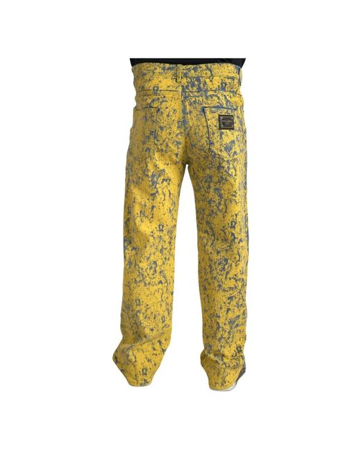 Dolce & Gabbana Yellow Straight Fit Jeans for men