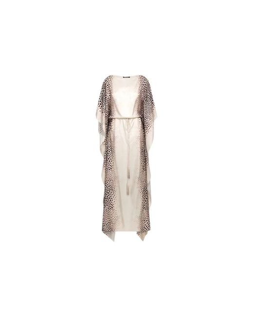 Roberto Cavalli Natural Haifischdruck Kaftan Elfenbein Frau