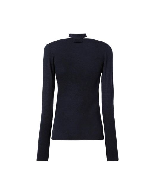 Pinko Blue V-Neck Knitwear
