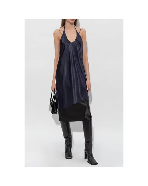 Vetements Kleedjes ,Blauw ,Satijn Double-Layered Slip Dress in het Blue