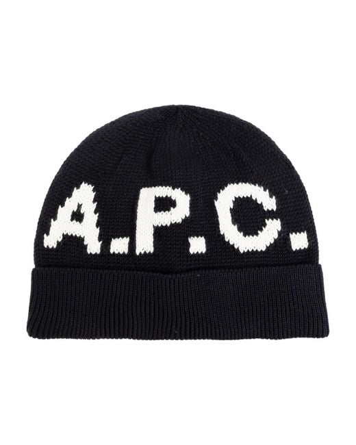 A.P.C. Logo Beanie in het Black