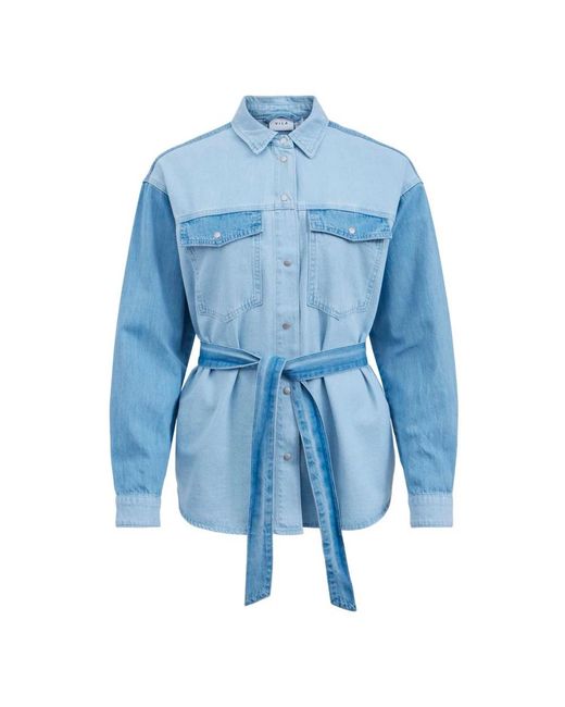 Vila Overhemden ,Blauw ,Denim Denim Shirt in het Blue