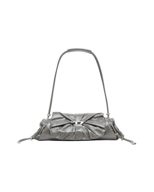 DIESEL Scrunch-d schultertasche - knitterleder in Gray für Herren