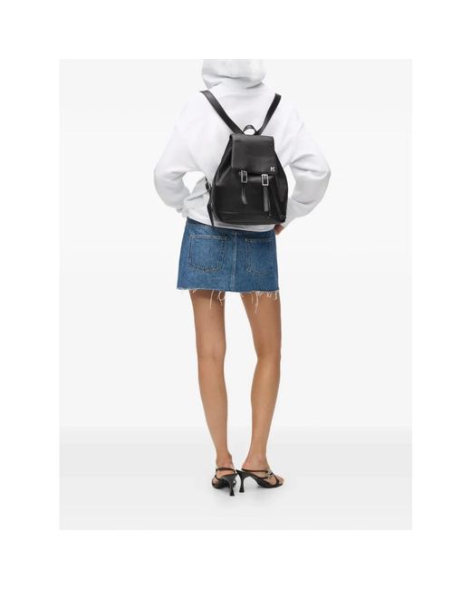 Karl Lagerfeld Black Drawstring Flap Backpack