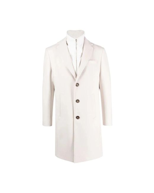 Eleventy Eleganter r wollmantel mit latz in White für Herren
