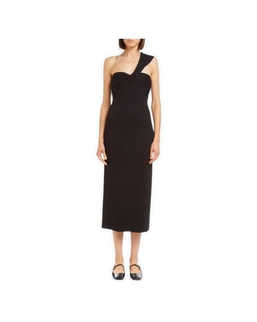 P.A.R.O.S.H. P.A.R.O..H. ,Kleedjes ,Zwart ,Zwarte One-Shoulder Jurk Met Strik in het Black