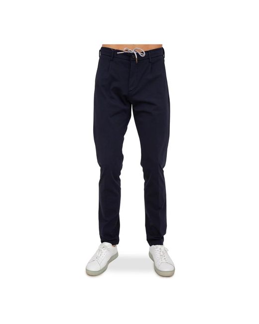 Eleventy Blue Straight Trousers for men