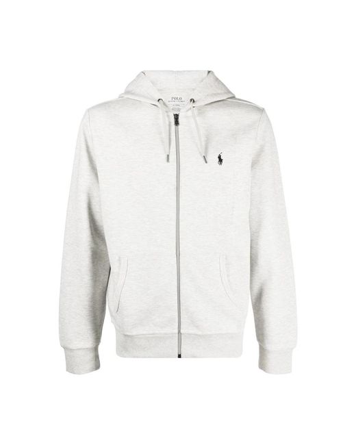 Ralph Lauren Hoodies & Sweatvesten ,Blauw ,Katoen Long Sleeve Knit Full-Zip Hooded Sweatshirt in het White voor heren