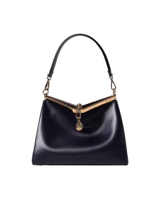 Etro Blue Schwarze Leder-Schultertasche
