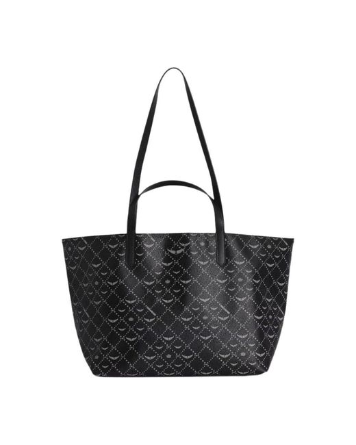Zadig & Voltaire Black Monogram Shopper Bag