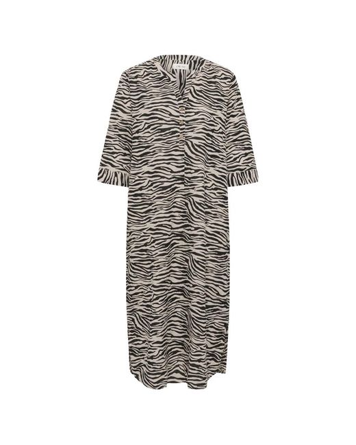 Cream Kleedjes ,Zwart ,Linnen Zwarte Linnen Kaftan Jurk in het Gray
