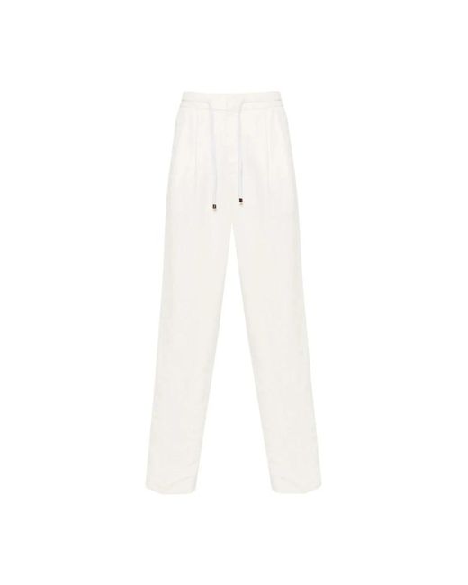 Brunello Cucinelli White Straight Trousers for men