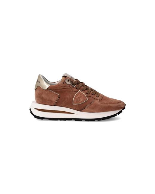 Philippe Model Schoenen ,Bruin ,Suède Sneakers Tropez Haute Running in het Brown