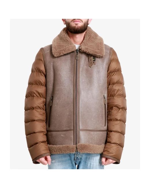 Leather Jackets Blauer de hombre de color Brown