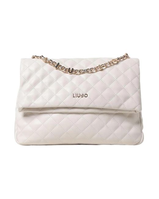 Liu Jo White Schicke Gesteppte Schultertasche Mit Kette