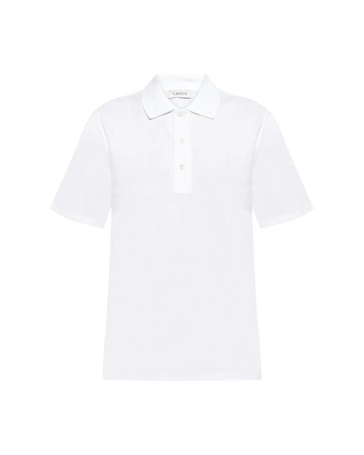 Lanvin Tops ,Wit ,Katoen Wit Poloshirt Met Korte Mouwen in het White voor heren
