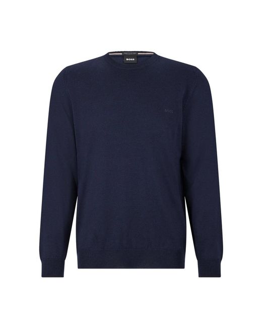 Boss Blue Round-Neck Knitwear for men