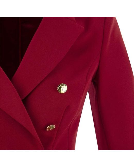 Elisabetta Franchi Red Mantelkleid aus Doppelkrepp mit Godet-Rock
