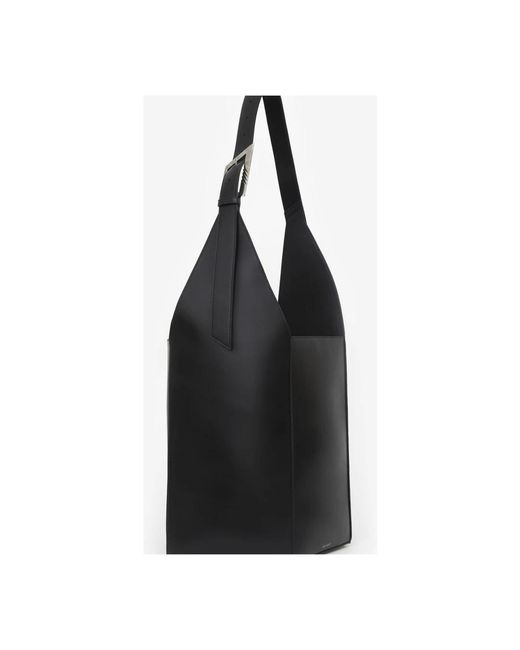 The Attico Black Schwarze Leder-Schultertasche