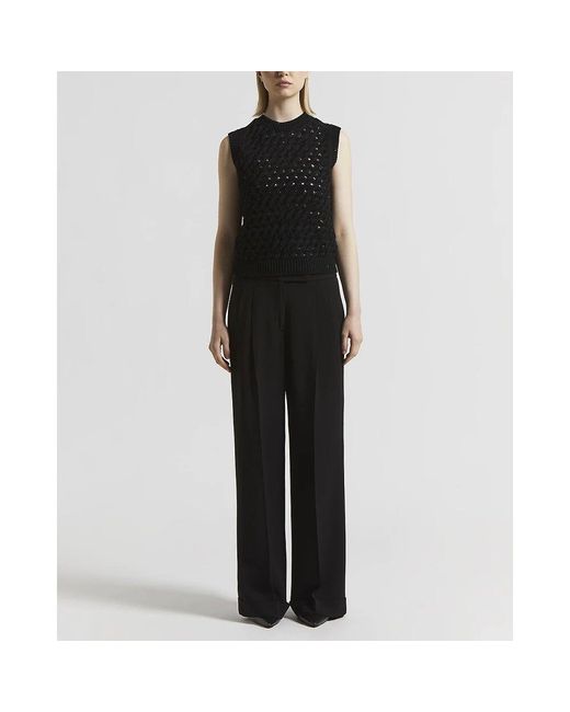 Peserico Black Baumwoll-Cordonetto-Top Mit Pailletten