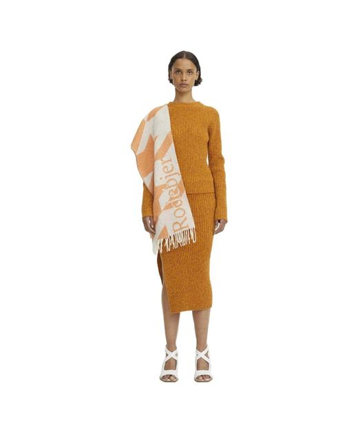 Rodebjer Rokken ,Oranje ,Wol Merino Wol Rok Scherp Oranje in het Brown
