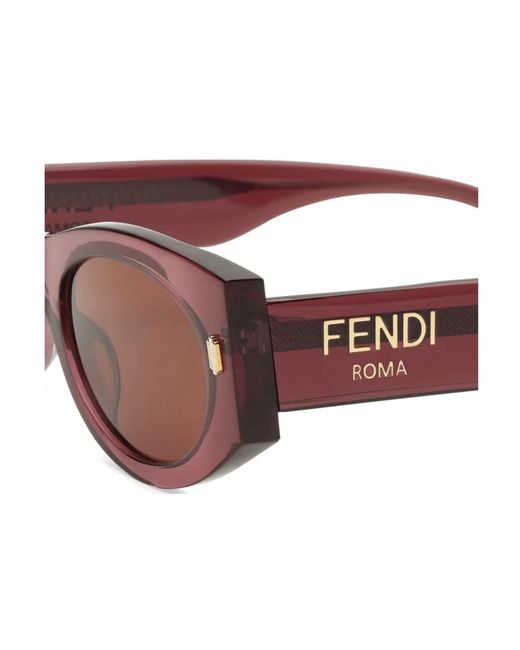 Fendi Brown Sonnenbrille roma fe40125i,transparente lila ovale sonnenbrille mit metallbügeln