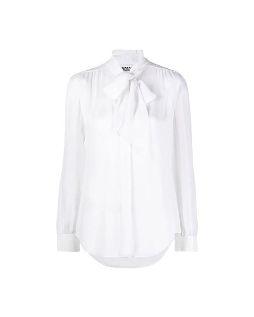 Moschino Overhemden ,Wit ,0001 Camicia B.Ca C/Sciarpina in het White