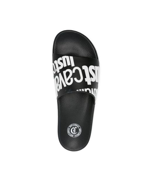 Just Cavalli Schwarze pool slide sandalen in Black für Herren