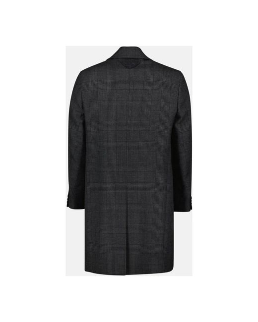Prada Jassen ,Grijs ,Wol Wollen Jas Met Ruitpatroon in het Black voor heren