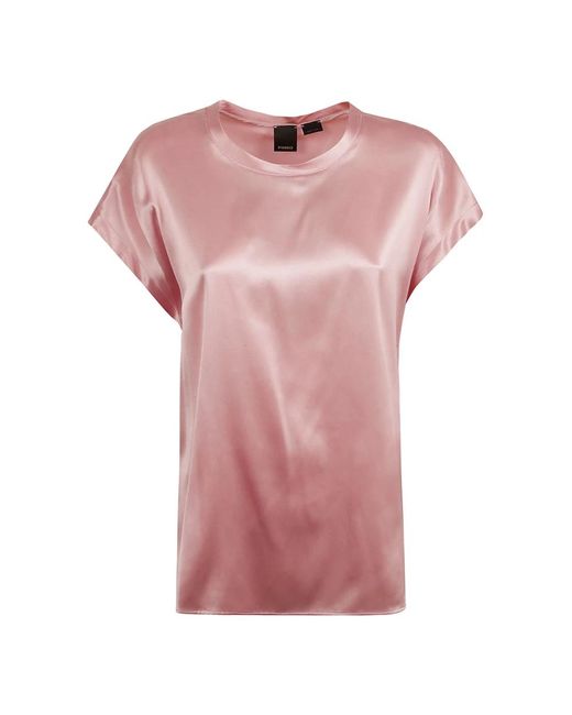 Pinko Pink Rosa satin-finish cap sleeve shirt o