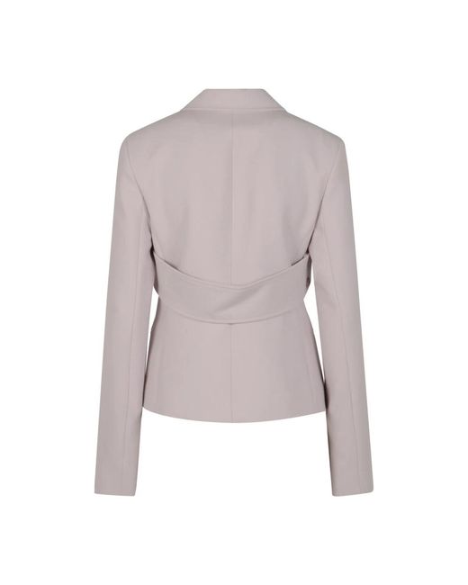 Courreges Jassen ,Roze ,Leer Getailleerde Jas Met Riem in het Gray
