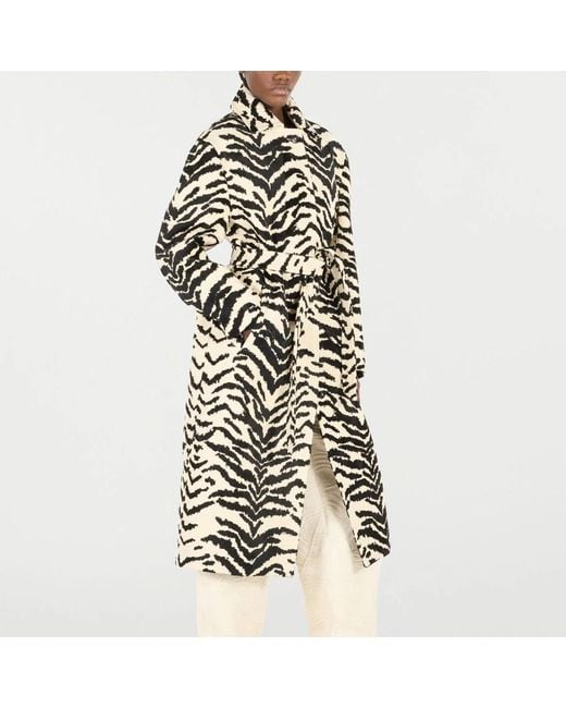 Roberto Cavalli White Coat With Tigress Print