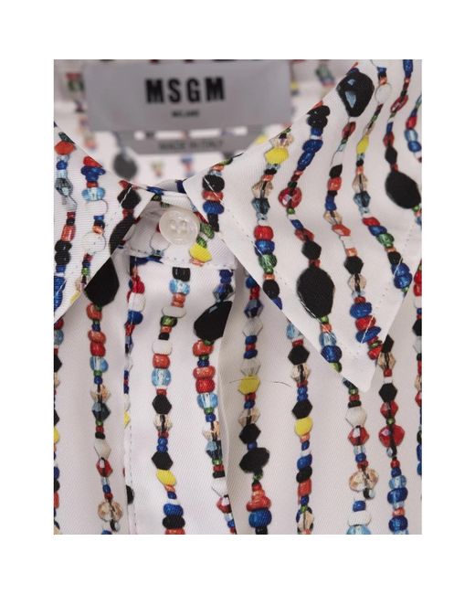 MSGM Multicolor Weißes crop-shirt mit perlenmuster