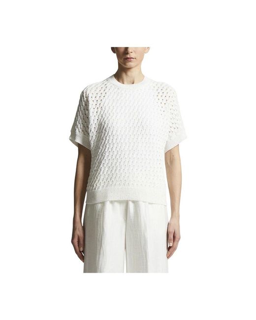 Peserico White Baumwoll-Cordonnet-Pullover Mit Pailletten