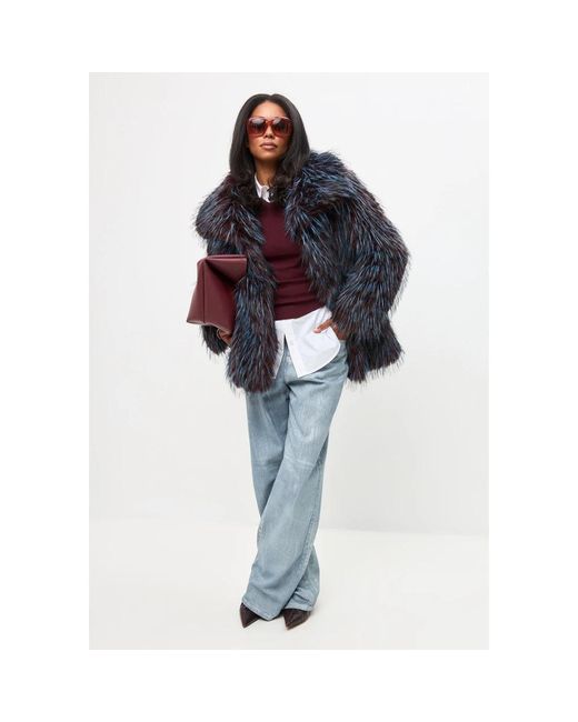 CESARE GASPARI Blue Faux fur & shearling jackets