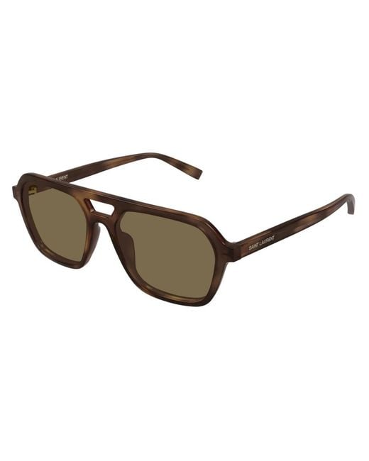 Saint Laurent Brown 905 Aviator Sunglasses