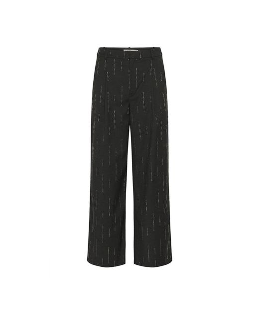 Gestuz Broeken ,Zwart ,Leer Wide Broek in het Black