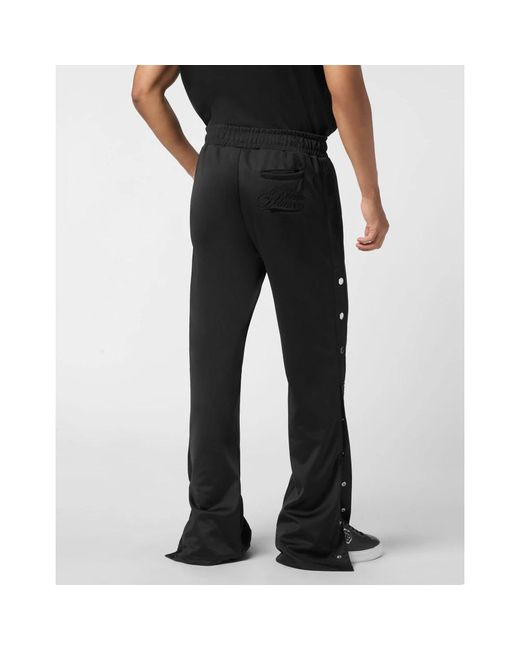 Philipp Plein Broeken ,Zwart ,Polyester Buttoned-Up Trainingsbroek in het Black voor heren
