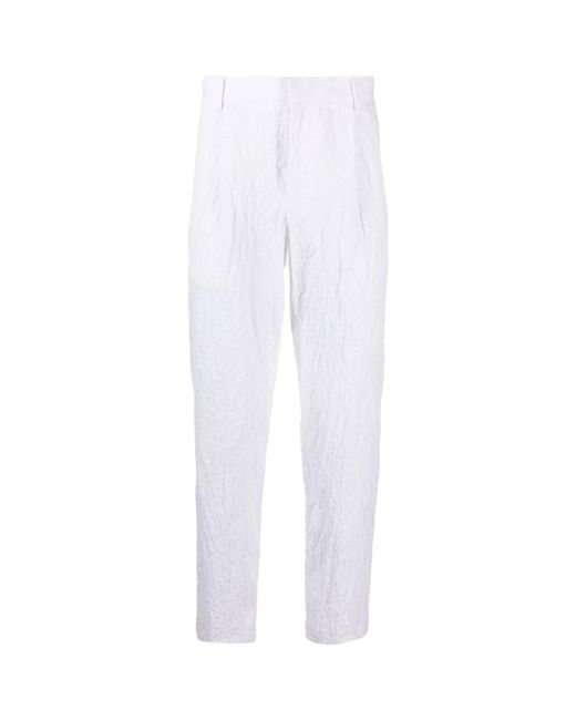 Emporio Armani White Straight Trousers for men