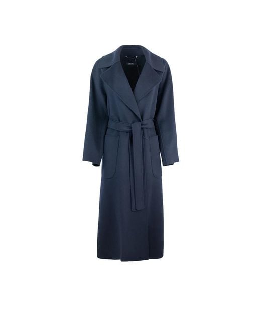 Max Mara Jassen ,Blauw ,Wol Blauwe Wollen Jas in het Blue