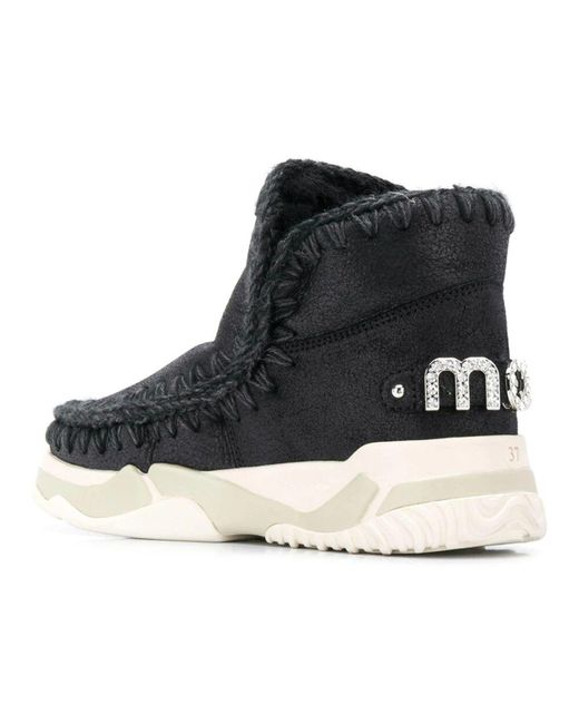 Stivaletti neri in camoscio con strass di Mou in Black