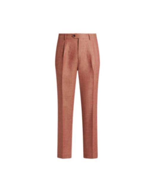 Etro Braune Leinen-Baumwoll-Hose Mit Tailoring in Red für Herren