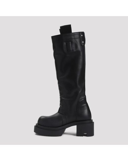 Rick Owens Black Calf Leather Knee-High Boots