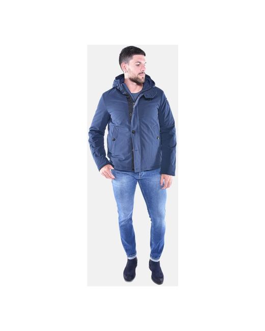 Blauer Jassen ,Blauw ,Gewatteerde Jas Met Capuchon in het Blue voor heren