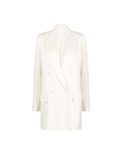 Max Mara Jassen ,Wit ,Wol Double-Breasted Wollen Blazer in het White