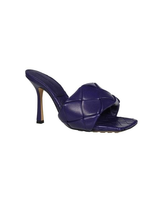 Bottega Veneta Blue Heeled Mules