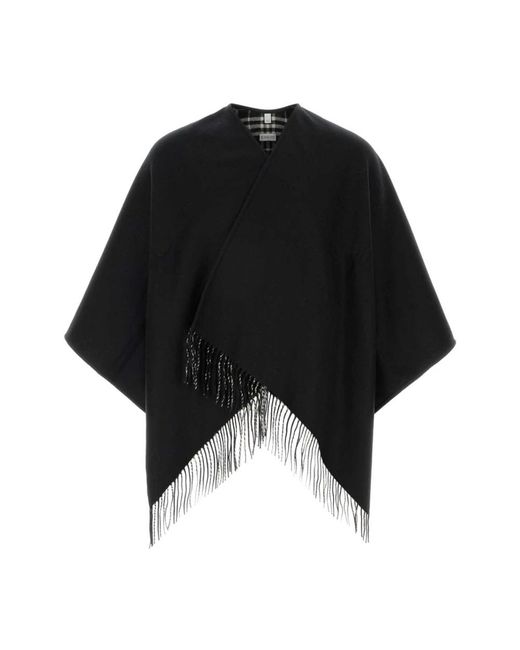 Burberry Omkeerbare Check Wol Cape in het Black