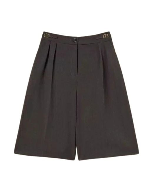 Twinset Grijze Shorts Met Ovaal T Gesp Detail in het Black